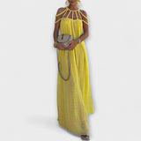 Briar - Maxi Chic Lillemustriga Linane Kleit Rippuvate Rihmadega