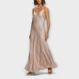 Tove - Elegantne geomeetrilise mustriga maxi kleit