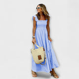 Plaid maxi kleit volangvarrukatega