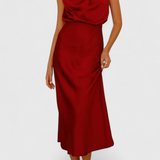 Rina Elegantne Drapeeritud Kaelusega Kleid