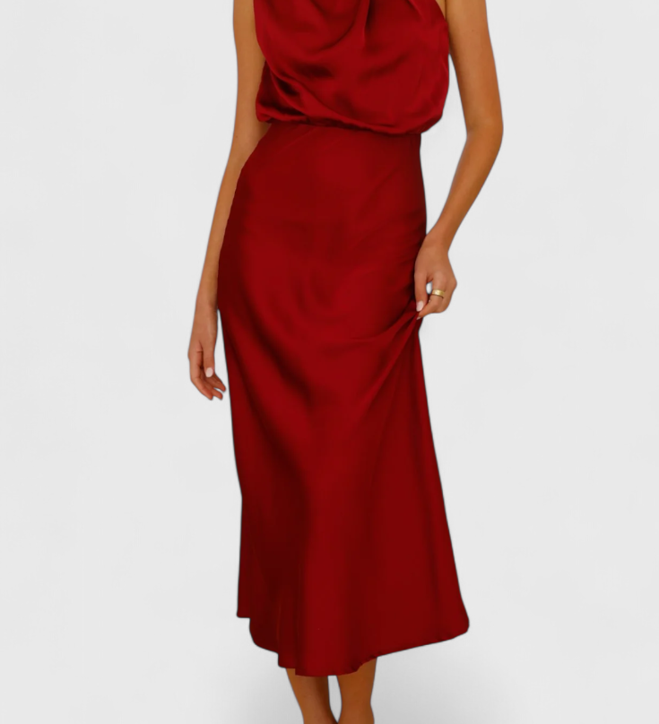 Rina Elegantne Drapeeritud Kaelusega Kleid