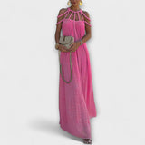 Briar - Maxi Chic Lillemustriga Linane Kleit Rippuvate Rihmadega