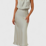 Rina Elegantne Drapeeritud Kaelusega Kleid