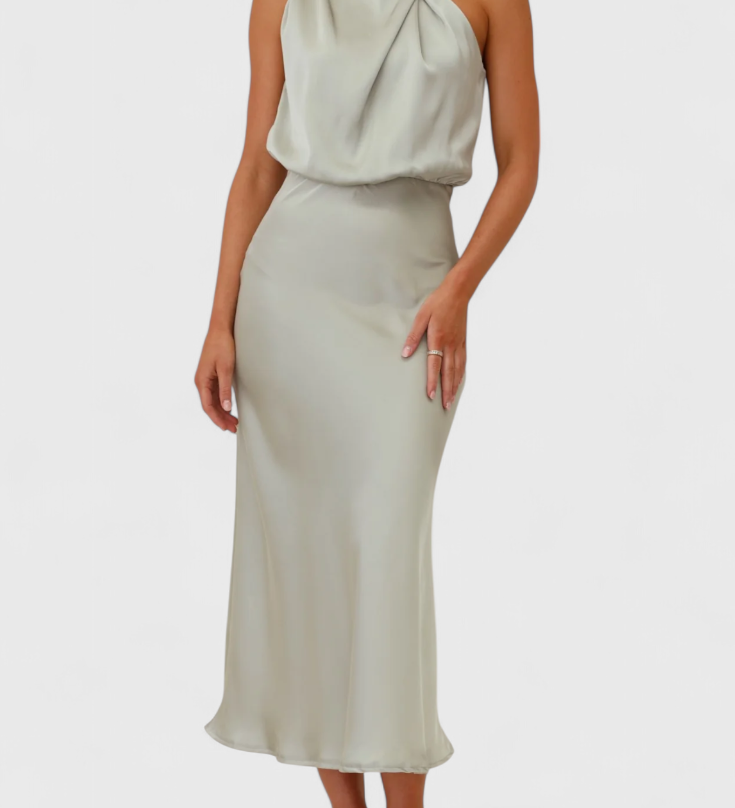 Rina Elegantne Drapeeritud Kaelusega Kleid