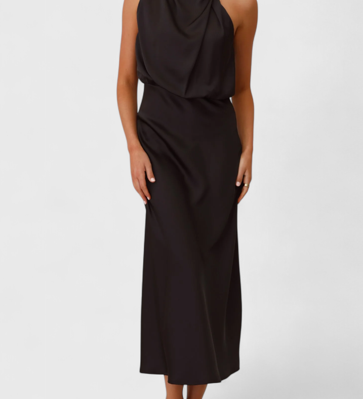 Rina Elegantne Drapeeritud Kaelusega Kleid