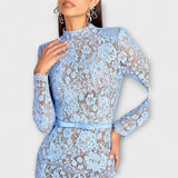 Freya - Elegantne midi kleit lillelise pitsiga