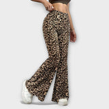 Leopardimustriga bootcut püksid