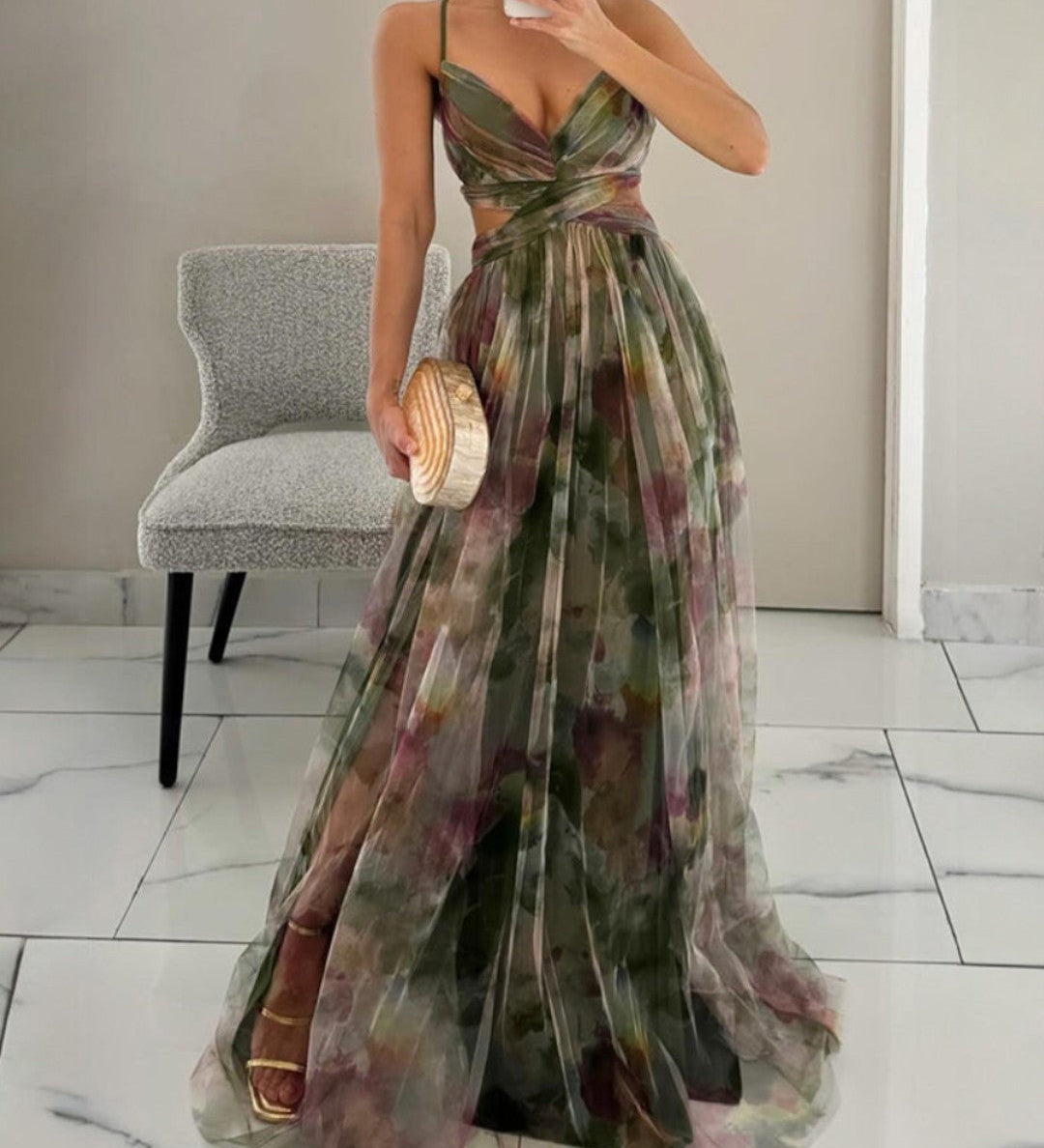 Giselle™ | Lummav lillemustriga maksikleit