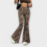 Leopardimustriga bootcut püksid