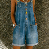 Zoë | Lühike denim overall reguleeritavate rihmadega