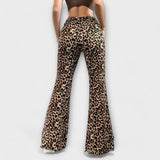 Leopardimustriga bootcut püksid