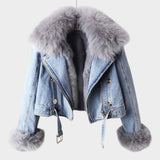Alessia™ | Naiste Denim-jakk karvase kraega