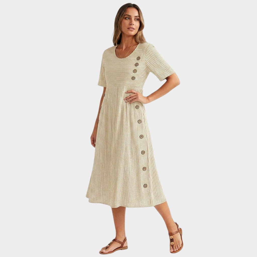 Marina™ | Elegantne triibuline midi kleit