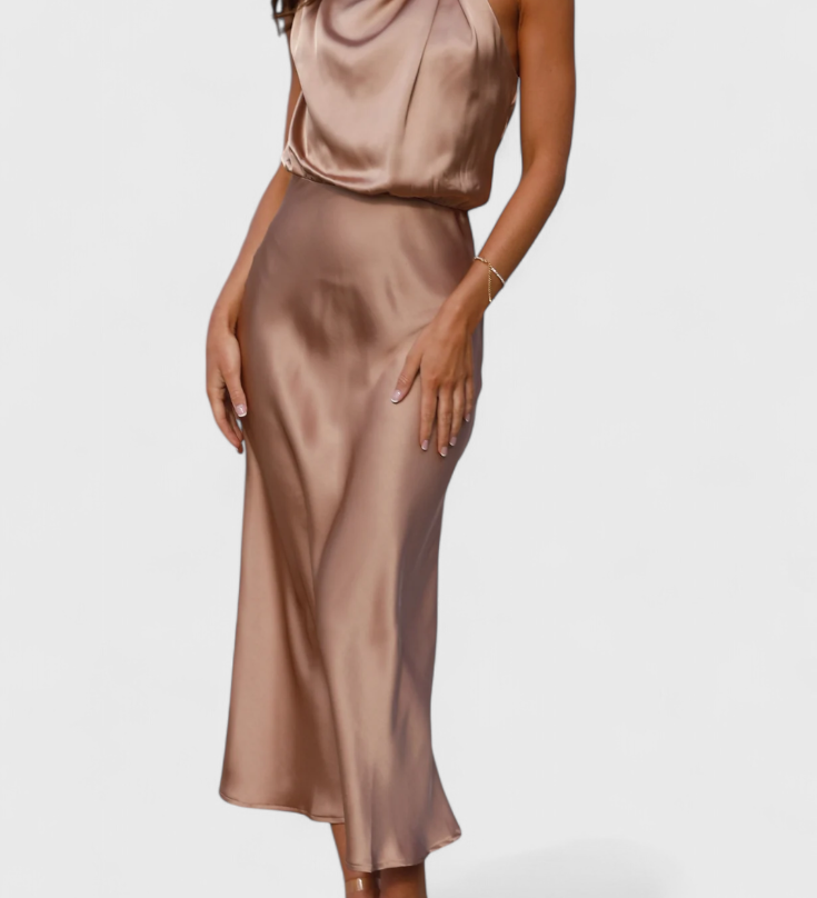 Rina Elegantne Drapeeritud Kaelusega Kleid