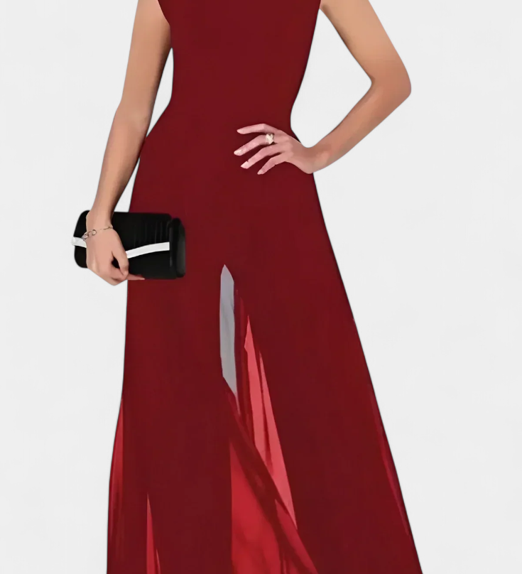 Nadia Mono Elegante ilma Varrukateta ja Eespool Läbipaistvusega
