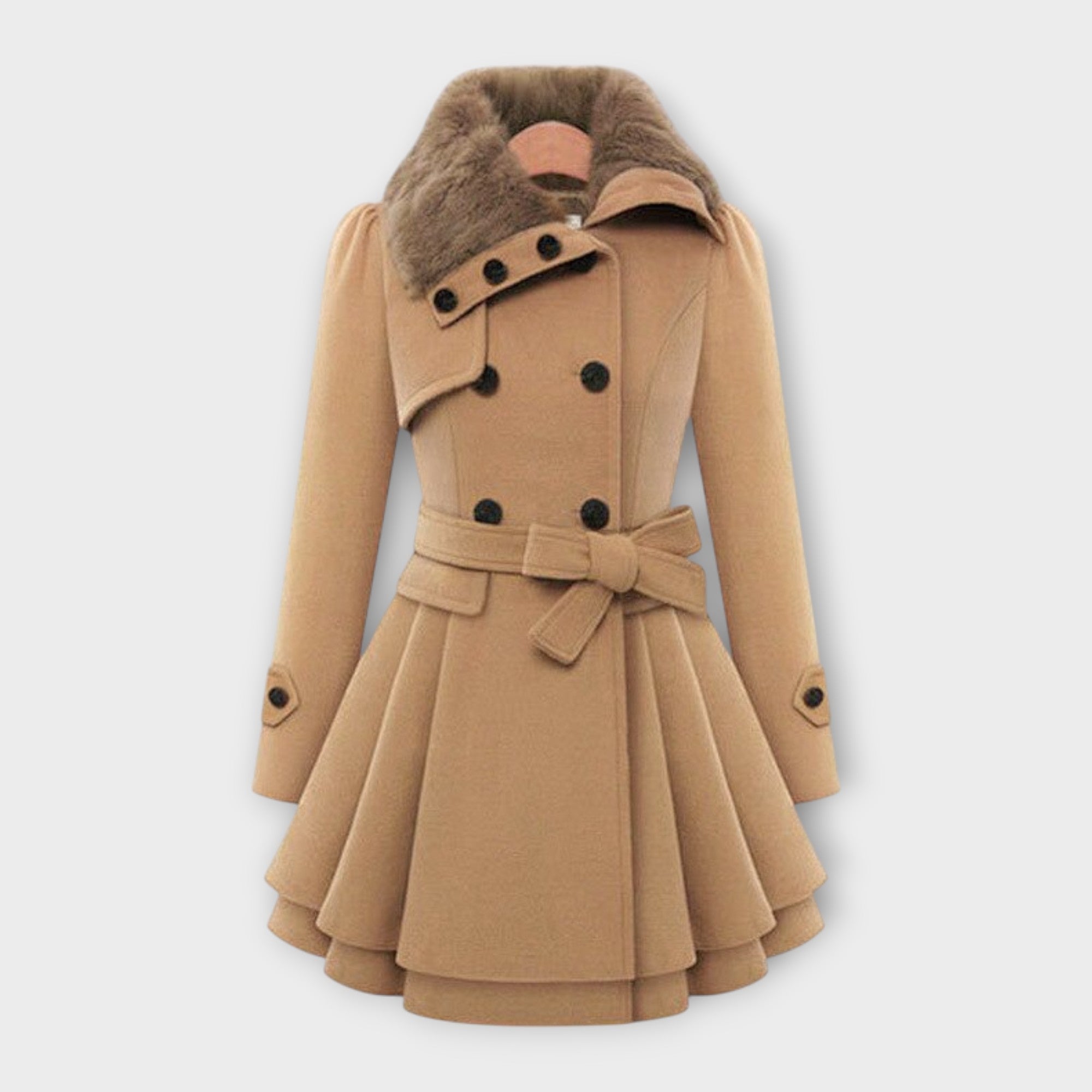 Emma - Elegantne mantel sünteetilise karvaga