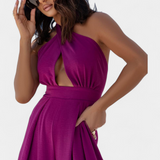 Jessica Mono Halter Ristatud Ilma Seljata ja Laiade Jalgadega