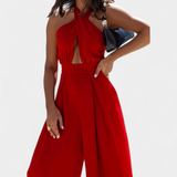 Jessica Mono Halter Ristatud Ilma Seljata ja Laiade Jalgadega