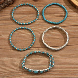 Boho Käevõrude Komplekt Türkiissiniste Helmestega