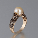 Retro Pearl-Embellished Ring