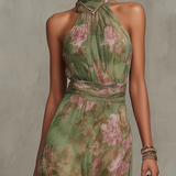 Florine™ | Maxi Kleit Roheline Lillemustriga
