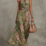 Florine™ | Maxi Kleit Roheline Lillemustriga