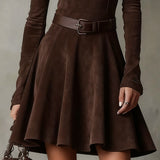 Noémie™ | Tumepruun mini vintage sametkleit
