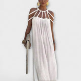 Briar - Maxi Chic Lillemustriga Linane Kleit Rippuvate Rihmadega