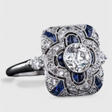 Retro Silver Ring with Blue Zircon