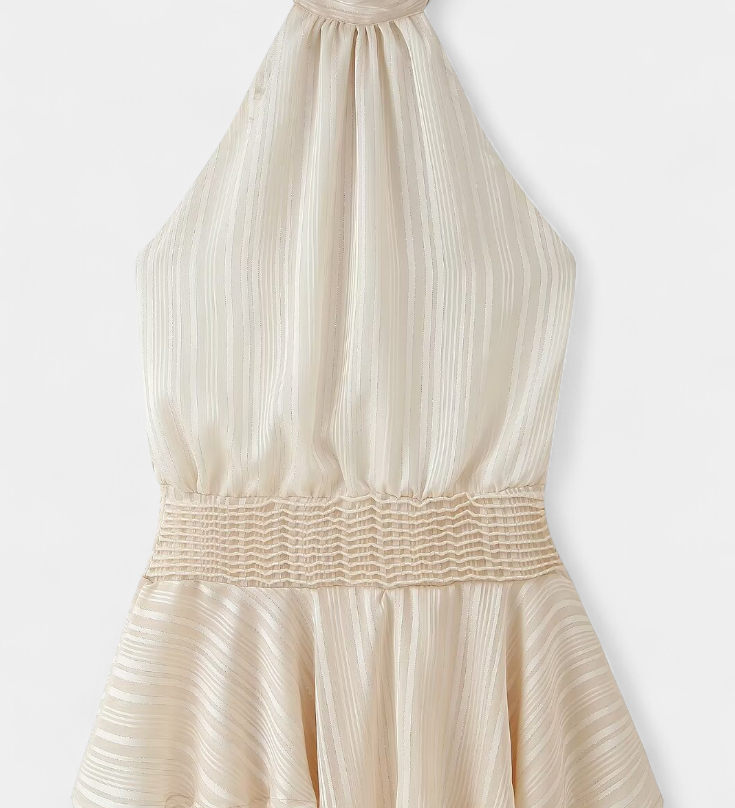 Azucena Mini Kleid Avatud Seljaga ja Plisseeritud Vööga