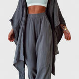 Henley Kaksoset Casual Komplekt Kardiganiga