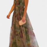 Ingrid Maxi Kleit Lillemustriga V-kaelusega