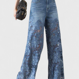 Jasiel Pantalón Palazzo Lõhnav Denim Lillemustriga