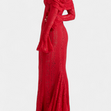 Rosalie Maxi Kleit Off-Shoulder pitsist