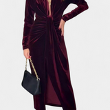 LaVerna Kuldkate V-kaelusega Pikk Kleid