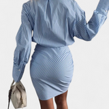 Cynthia Triibuline Mini Kleid Nööpidega