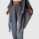 Henley Kaksoset Casual Komplekt Kardiganiga