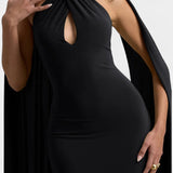 Faffienia Maxi Kleid Halterkaeluse ja Võtme Kujuga Lõikega