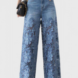 Jasiel Pantalón Palazzo Lõhnav Denim Lillemustriga