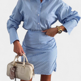 Cynthia Triibuline Mini Kleid Nööpidega