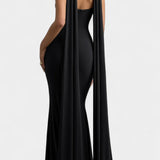 Faffienia Maxi Kleid Halterkaeluse ja Võtme Kujuga Lõikega