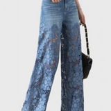 Jasiel Pantalón Palazzo Lõhnav Denim Lillemustriga