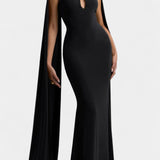 Faffienia Maxi Kleid Halterkaeluse ja Võtme Kujuga Lõikega