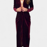 LaVerna Kuldkate V-kaelusega Pikk Kleid