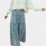 Lorraine Falda Maxi Denimiga, millel on Sulgude Detail