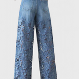 Jasiel Pantalón Palazzo Lõhnav Denim Lillemustriga