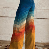 Tereza - Retro elegantne püksid zigzag mustriga